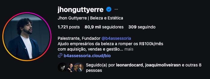 Perfil de Jhon Guttyerre no Instagram